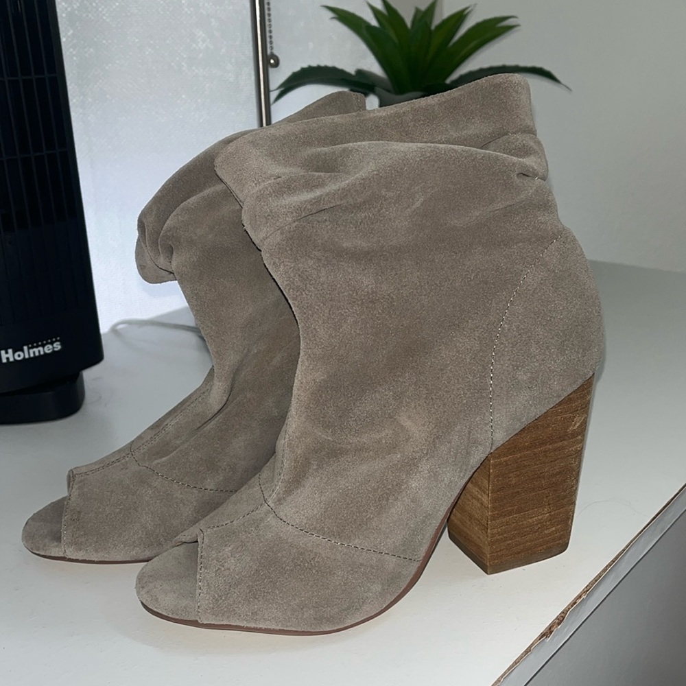 Chinese Laundry Suede Peep Toe Booties
